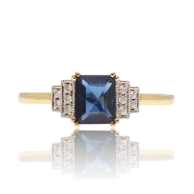 18CT yellow gold Burmese (NO HEAT) sapphire and diamond ring