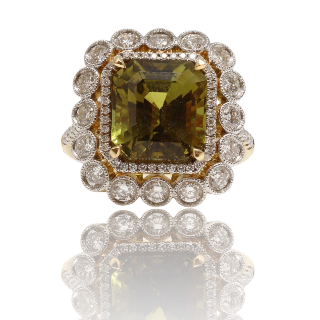 18CT yellow gold chrysoberyl (Natural Alexandrite) and diamond ring GIA CERTIFIED