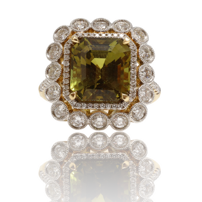 18CT yellow gold chrysoberyl (Natural Alexandrite) and diamond ring GIA CERTIFIED