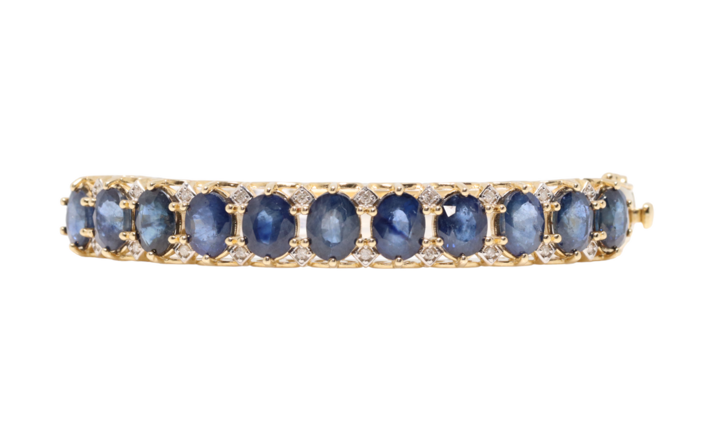 Sapphire and Diamond Bangle in 14k yellow gold