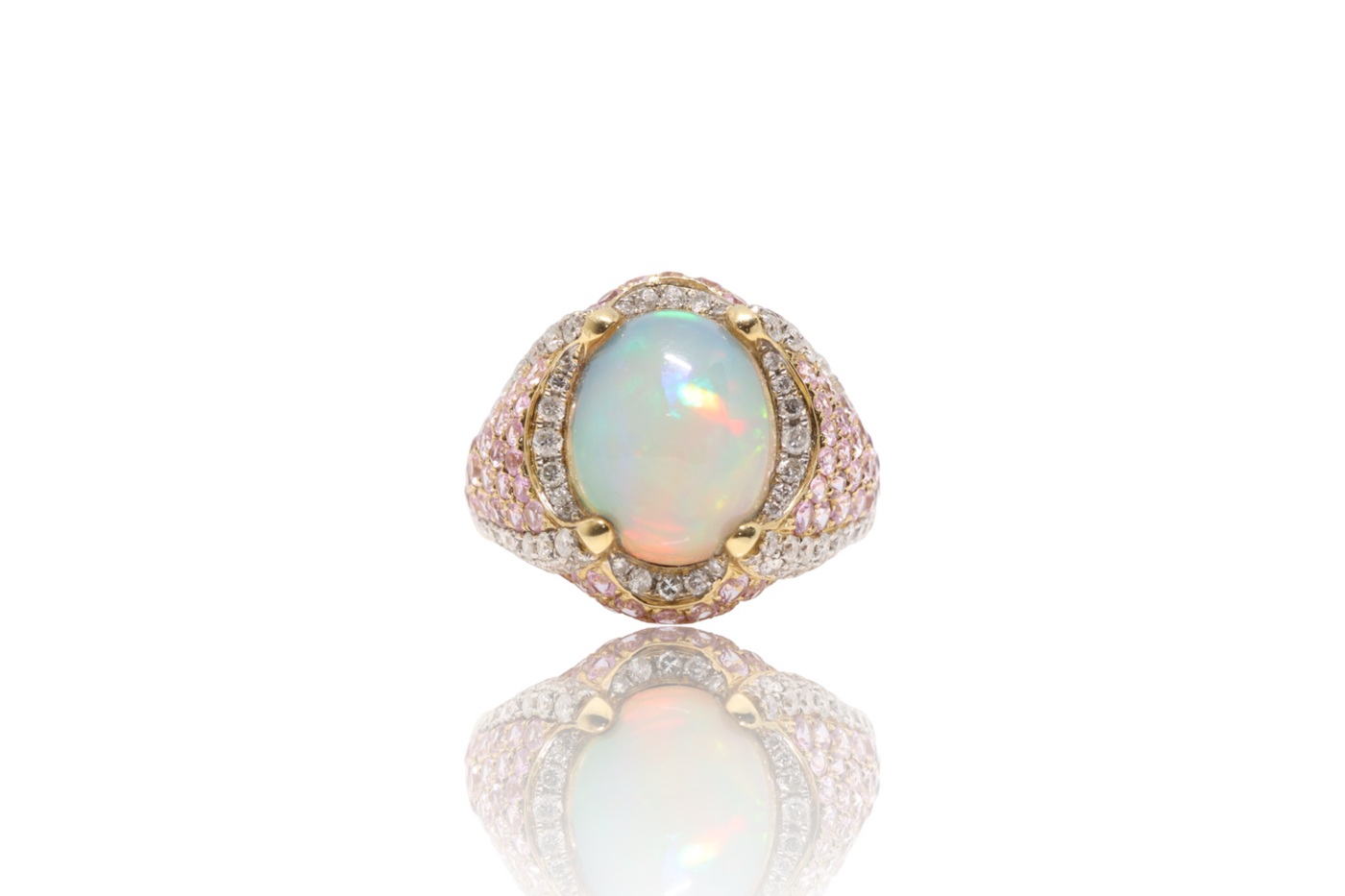 18CT Yellow gold Opal, Sapphire and Diamond Ring