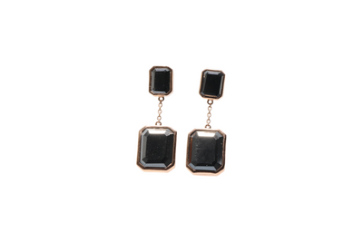 14ct rose gold black moissanites and diamond stud earrings