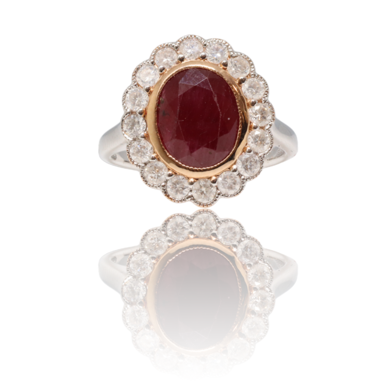 18ct Two-Tone Ruby and Diamond ring