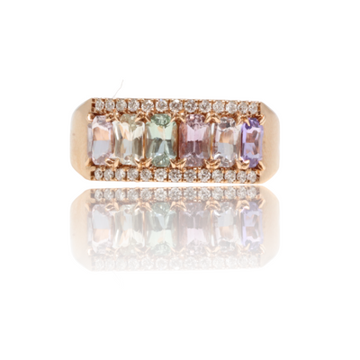 18CT Rose Gold (NO HEAT) Fancy Sapphire and Diamond Ring