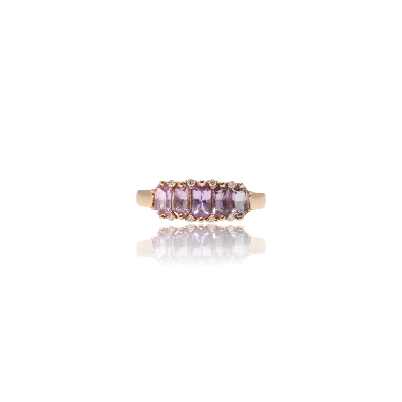 18CT Rose Gold (NO HEAT) Purple Coloured Sapphire Ring