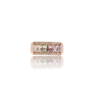 18CT Rose Gold (NO HEAT) Fancy Sapphire and Diamond Ring