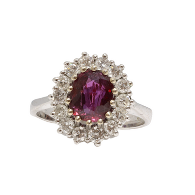 14CT White Gold Ruby and Diamond Ring