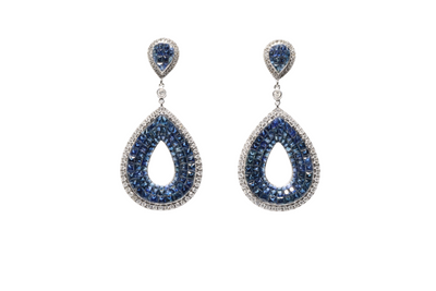 'Fat Pear' 18CT White Gold Sapphire and Diamond Earrings