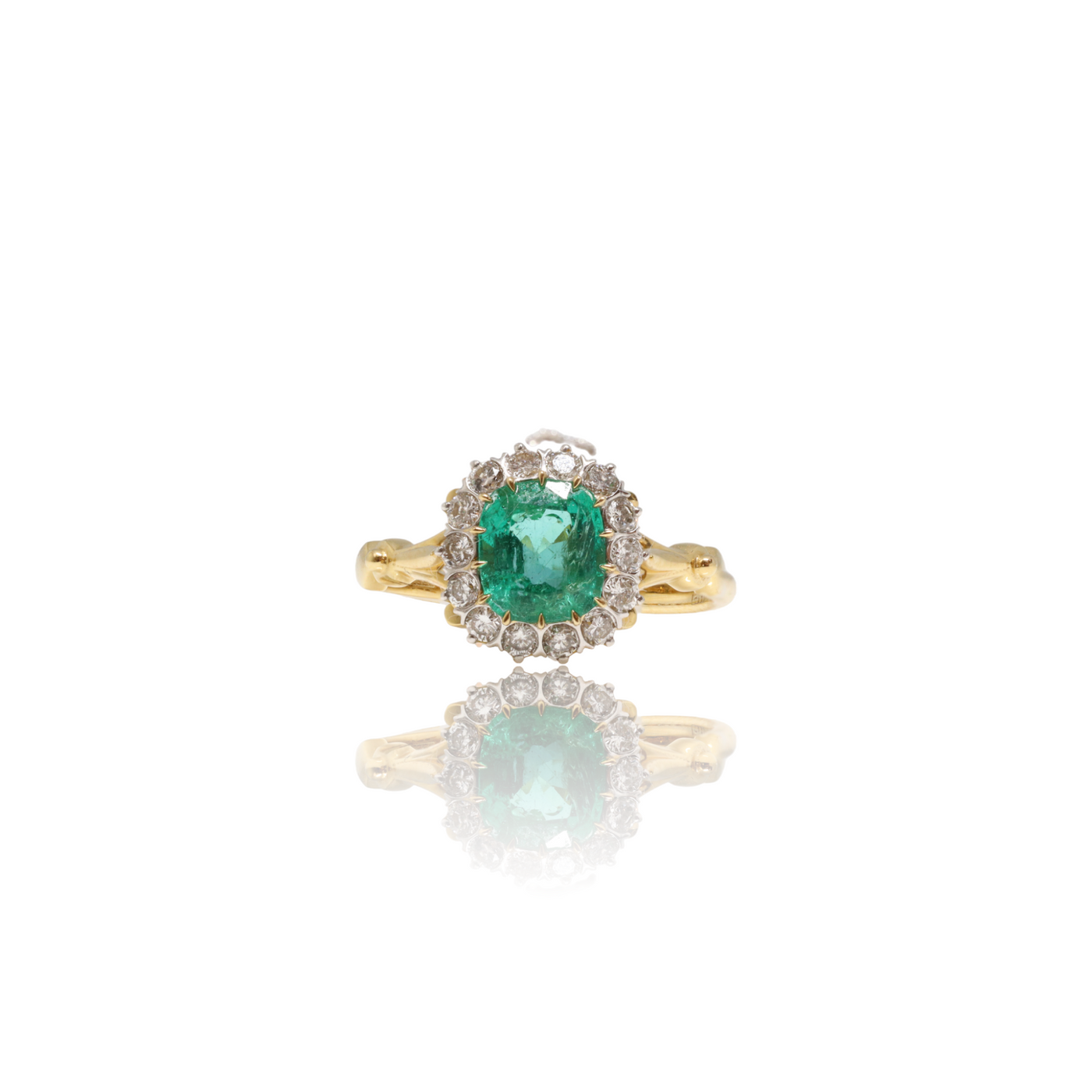18CT Yellow Gold Colombian Emerald and Diamond Ring