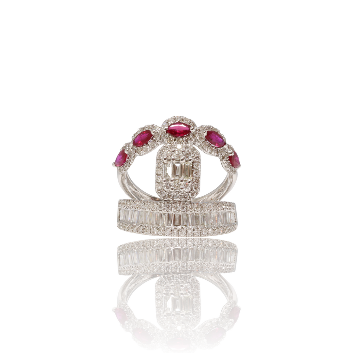 'Love' 18CT white gold  Ruby and Diamond ring
