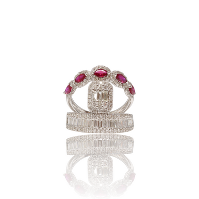 'Love' 18CT white gold  Ruby and Diamond ring