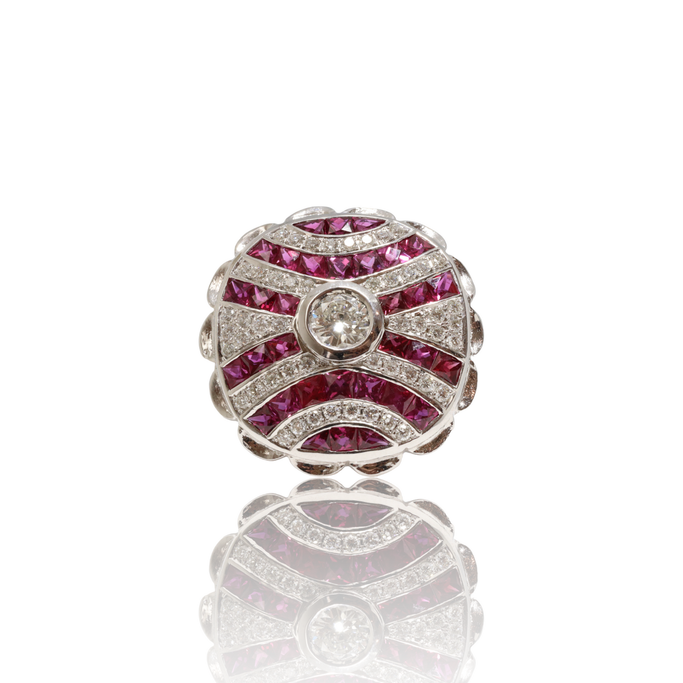 18CT White Gold Ruby and Diamond Cocktail Ring