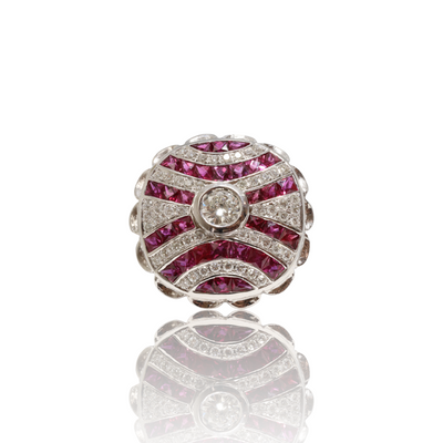 18CT White Gold Ruby and Diamond Cocktail Ring