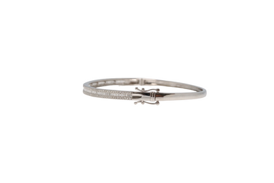 18CT White Gold Diamond Tapered Baguette Hinged Bangle