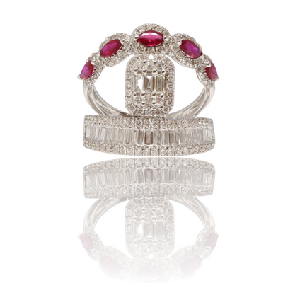 'Love' 18CT white gold  Ruby and Diamond ring