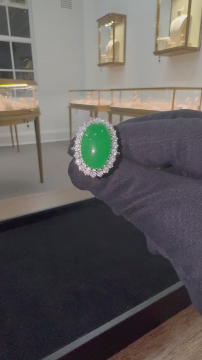 Jade and Diamond Ring in Platinum