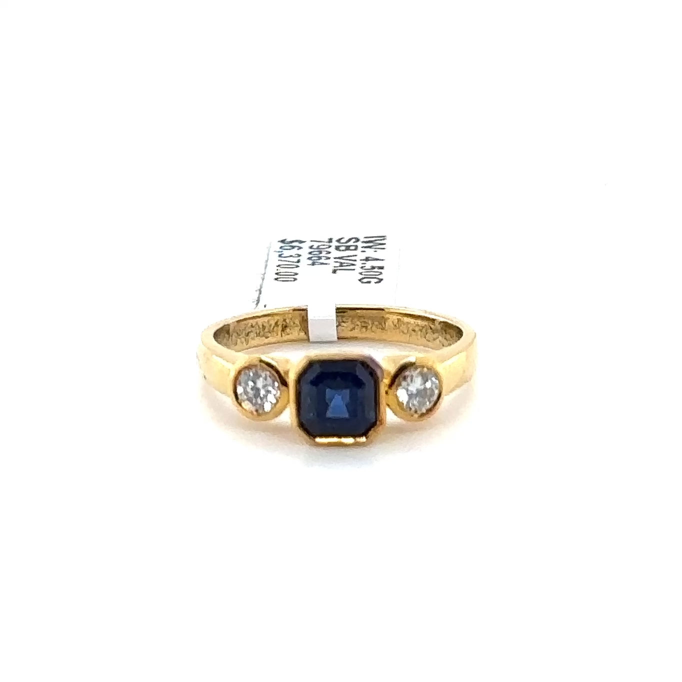 Trilogy Ceylon Sapphire and Diamond ring in 18ct yellow gold