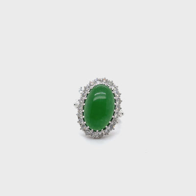 Jade and Diamond Ring in Platinum