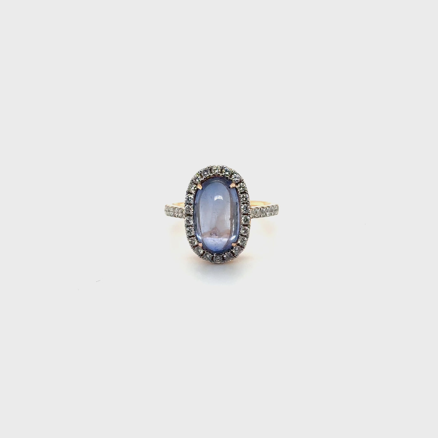 18ct rose gold Ceylon Sapphire and Diamond Ring