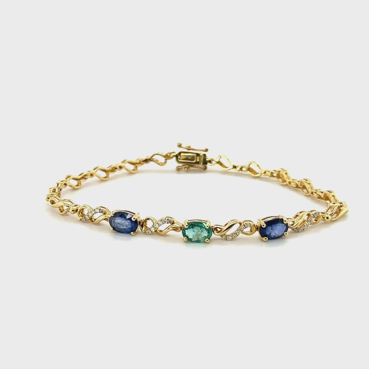 18ct Yellow Gold, Emerald, Sapphire and Diamond bracelet