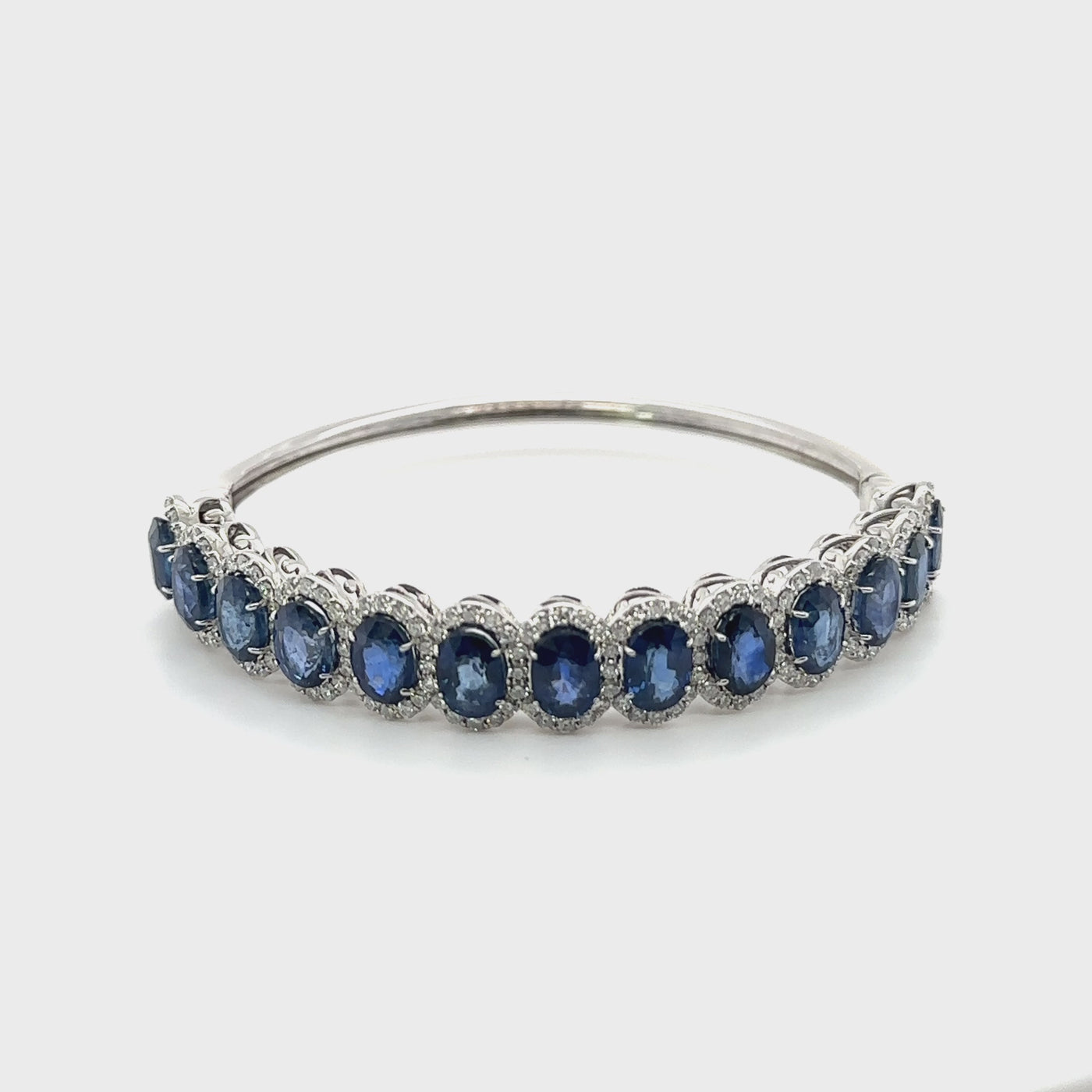 14ct White Gold Sapphire and Diamond Bangle