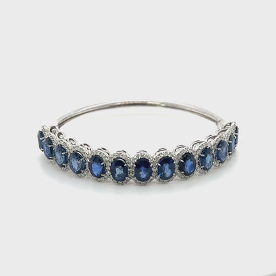 14ct White Gold Sapphire and Diamond Bangle