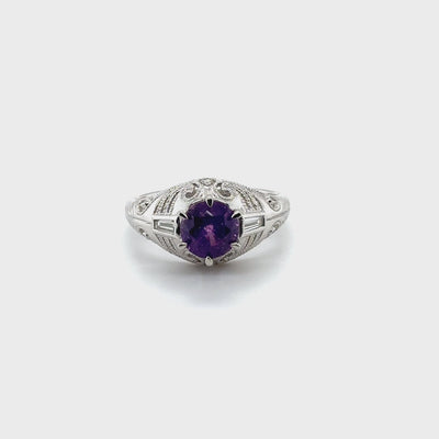 Platinum Sapphire (no heat) and Diamond ring
