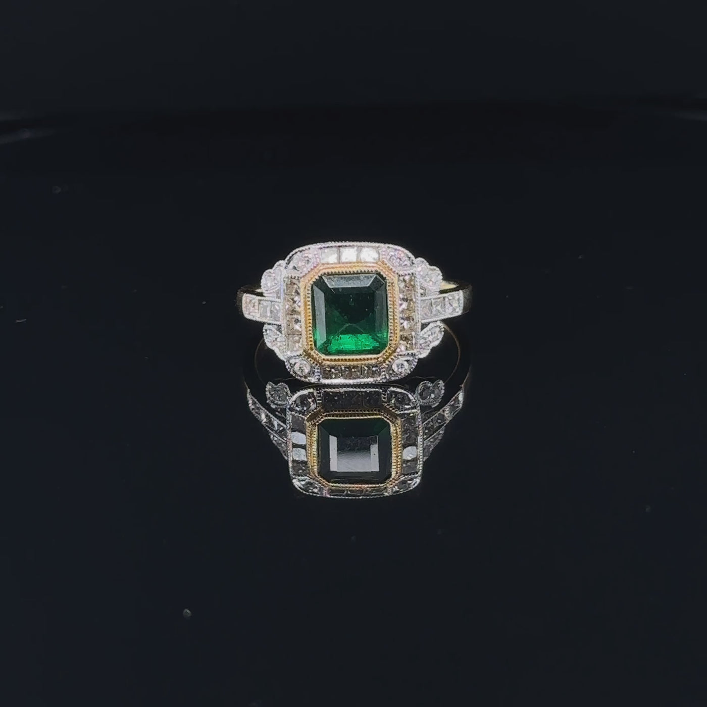 18ct Yellow Gold Emerald and Diamond Ring