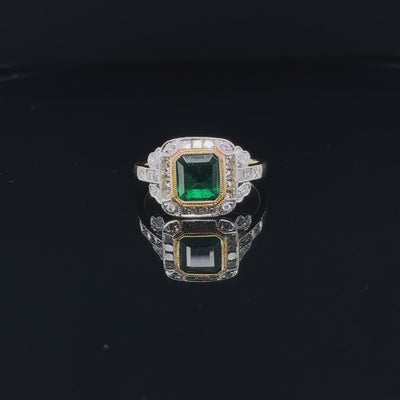 18ct Yellow Gold Emerald and Diamond Ring