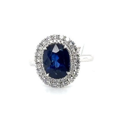 Ceylon Sapphire and Diamond ring in platinum