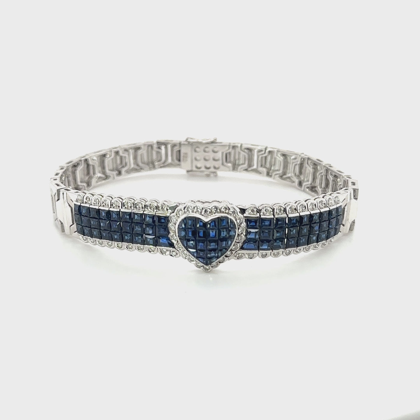 18ct White Gold Royal Blue Sapphire and Diamond Bracelet