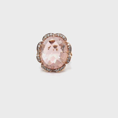14K Rose Gold Morganite and Diamond Ring