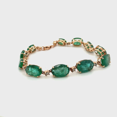 14ct Rose Emerald and Diamond bracelet