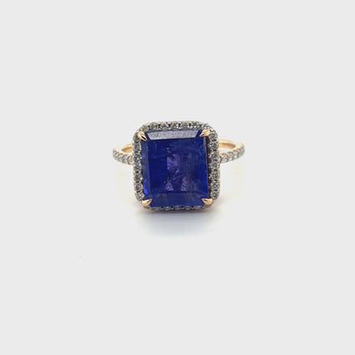 18ct Rose Gols Tanzanite and Diamond ring