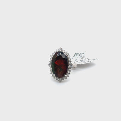 18ct WG Ethiopian Opal and Diamond Ring