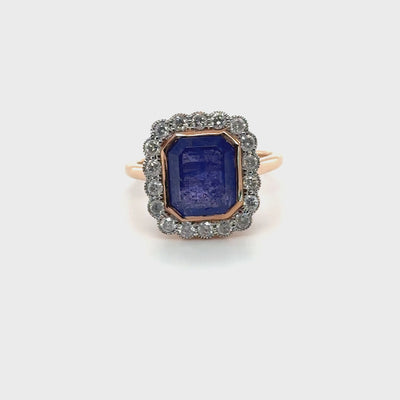 14ct Rose Gold Tanzanite and Diamond ring