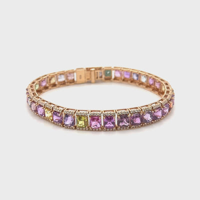 18ct Rose Gold Sapphire and Diamond Bracelet (no heat)