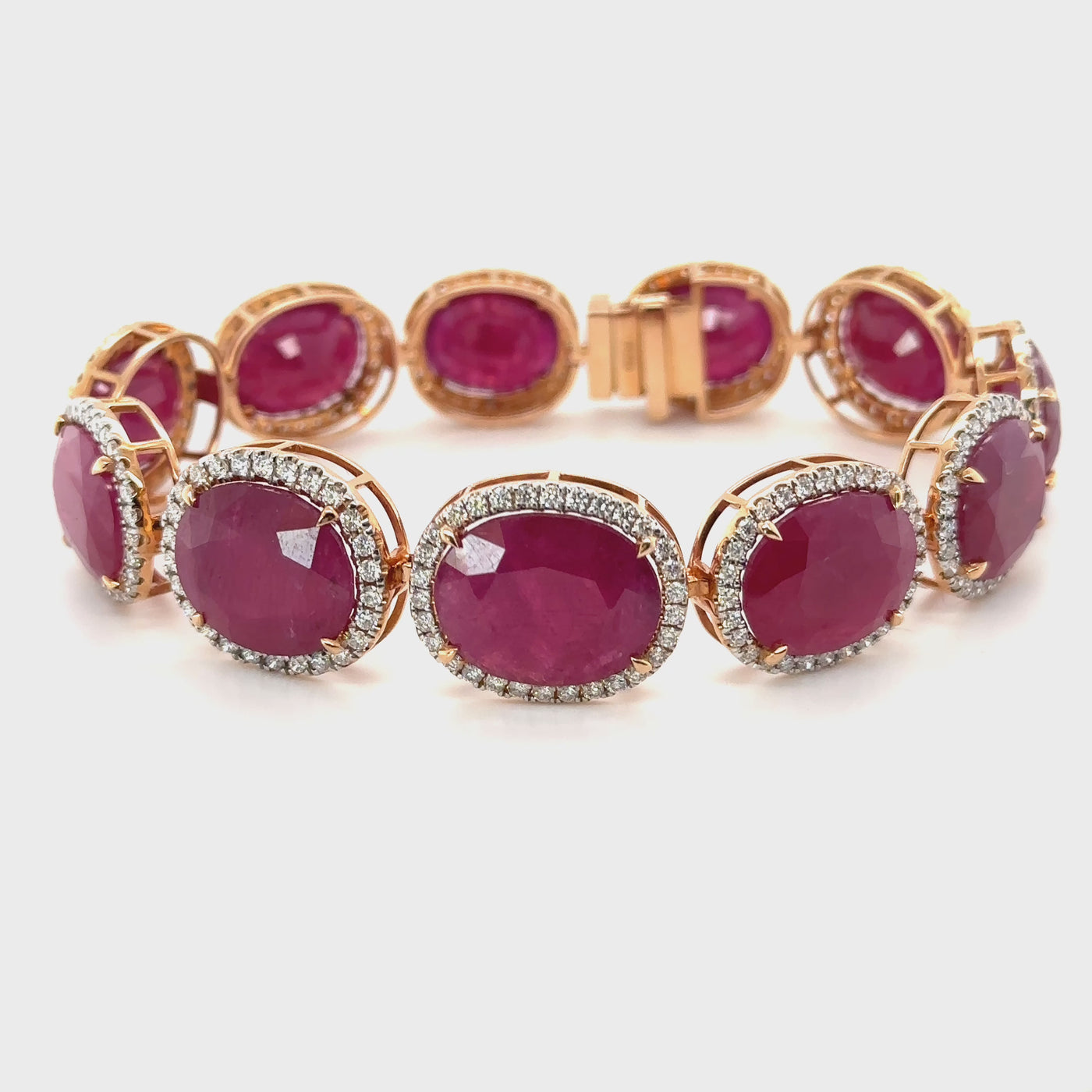 18ct Rose Gold Ruby and Diamond Bracelet