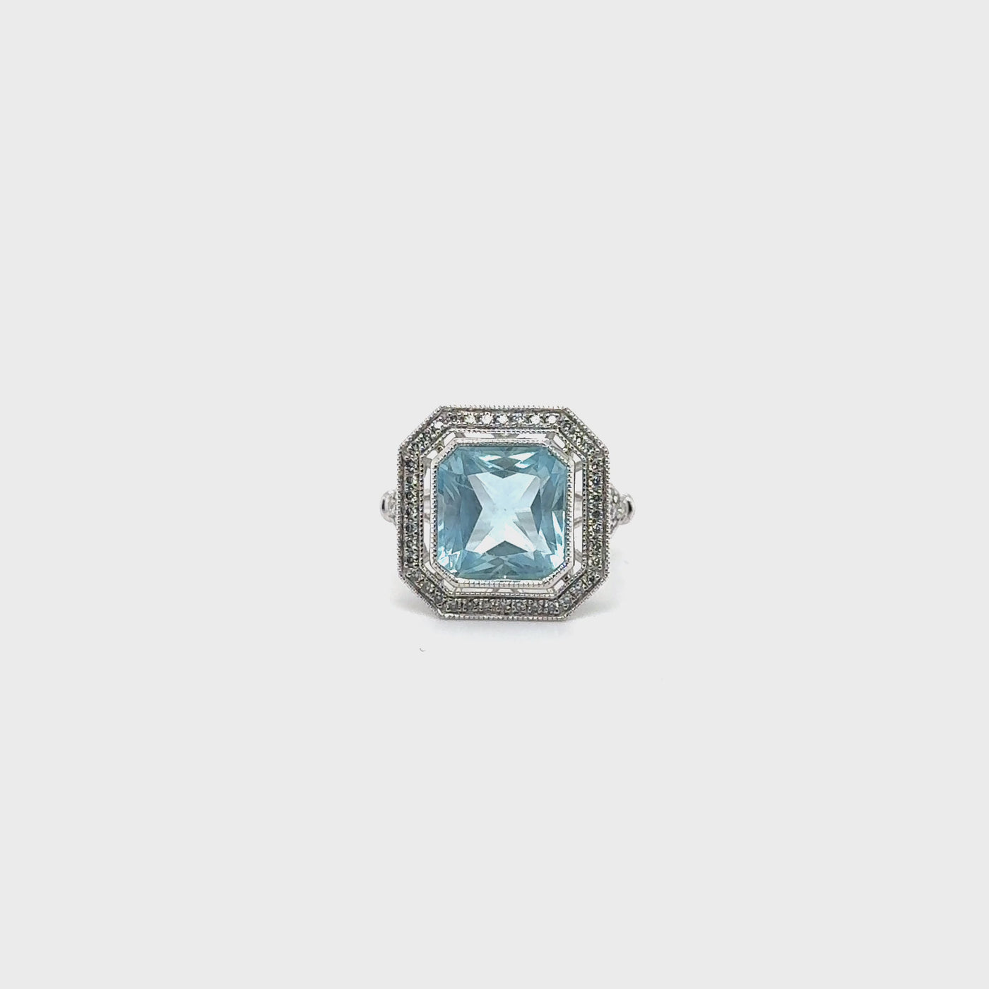 Platinum Aquamarine and Diamond Dress Ring