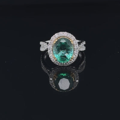 18ct White Colombian Emerald and Diamond Dress Ring