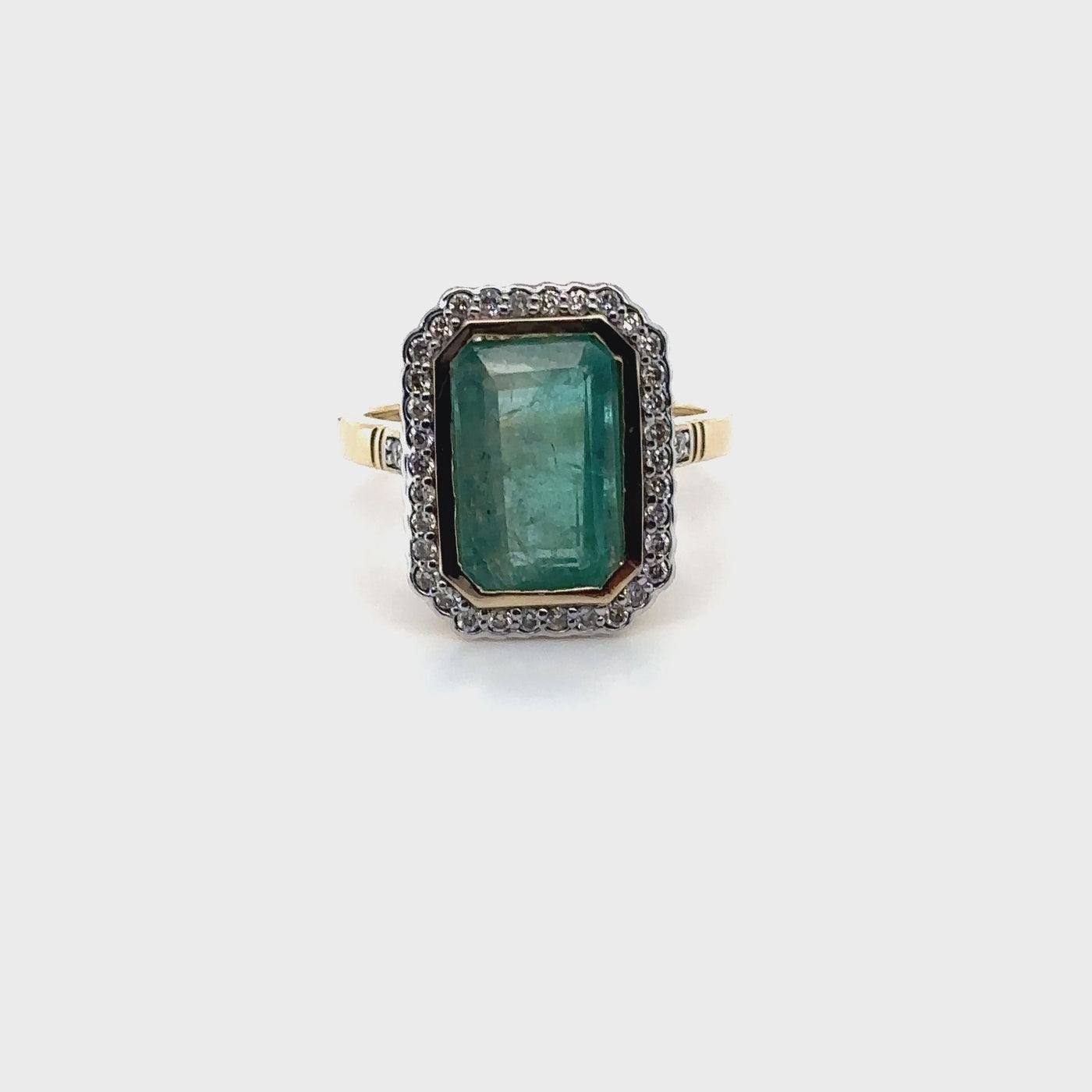 14ct Yello Gold Emerald and Diamond Ring