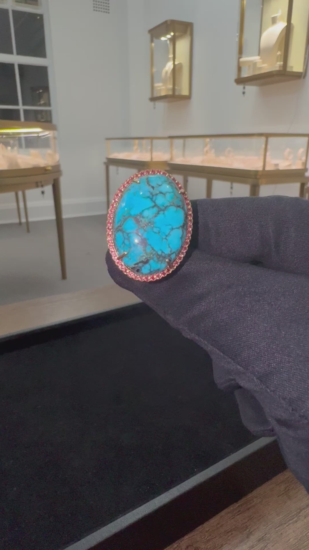 Turquoise and Sapphire ring in 10ct YG