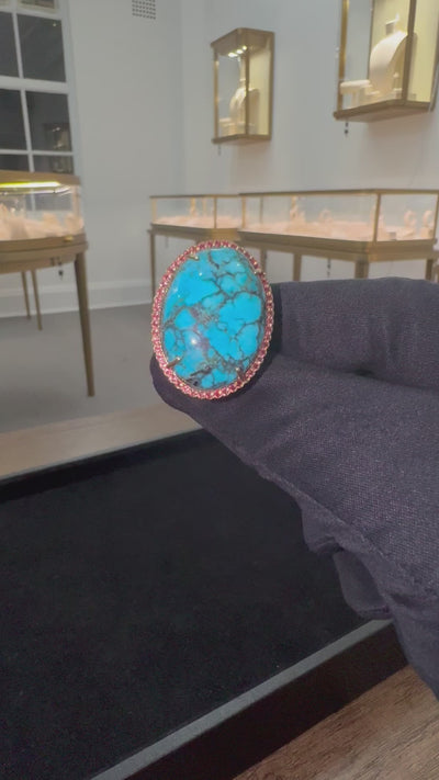 Turquoise and Sapphire ring in 10ct YG