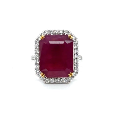 18ct White Gold, Mozambique Ruby and Diamond Ring