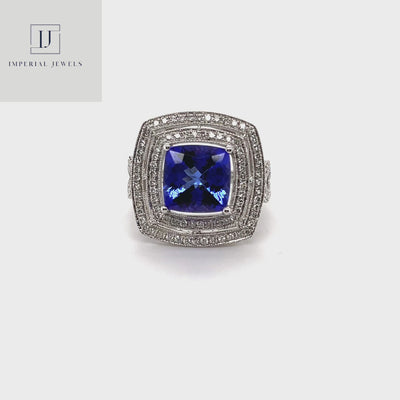 18CT White Gold Tanzanite and Diamond Ring