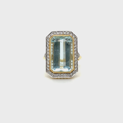 18ct yellow gold Aquamarine and Diamond ring
