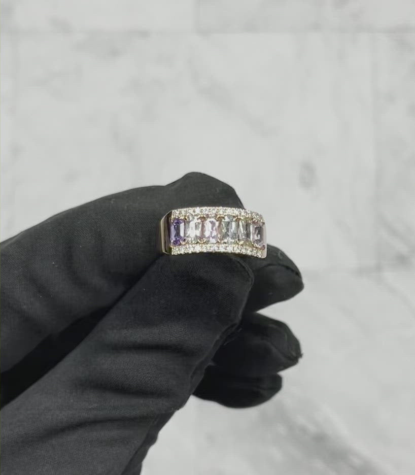 18CT Rose Gold (NO HEAT) Fancy Sapphire and Diamond Ring
