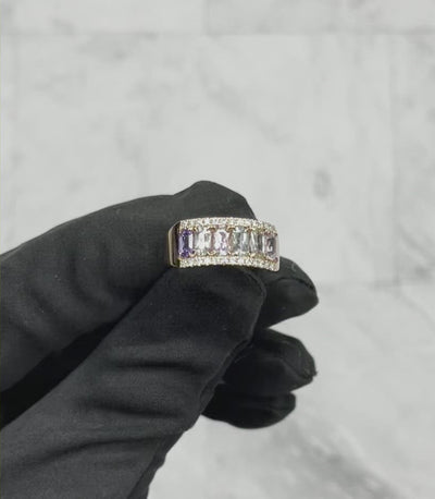 18CT Rose Gold (NO HEAT) Fancy Sapphire and Diamond Ring