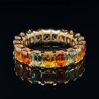 Eternity fancy coloured sapphire ring