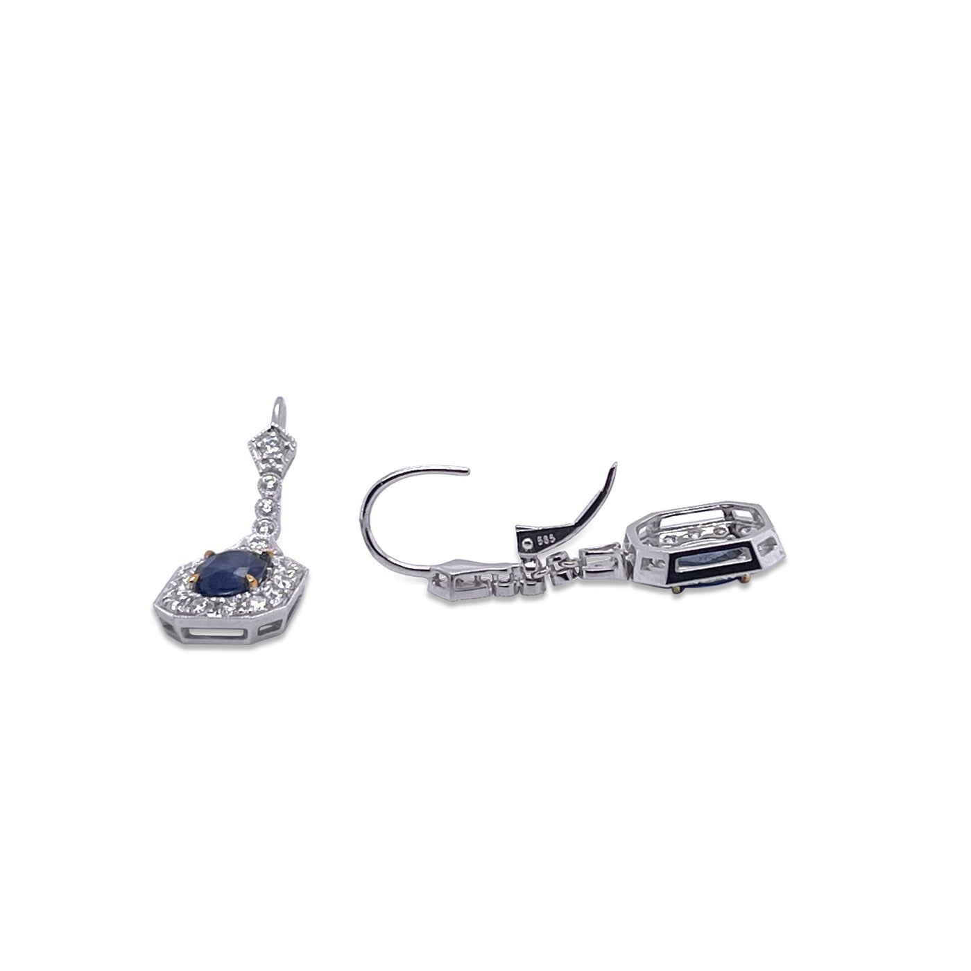 14CT White Gold Sapphire and Diamond Earrings